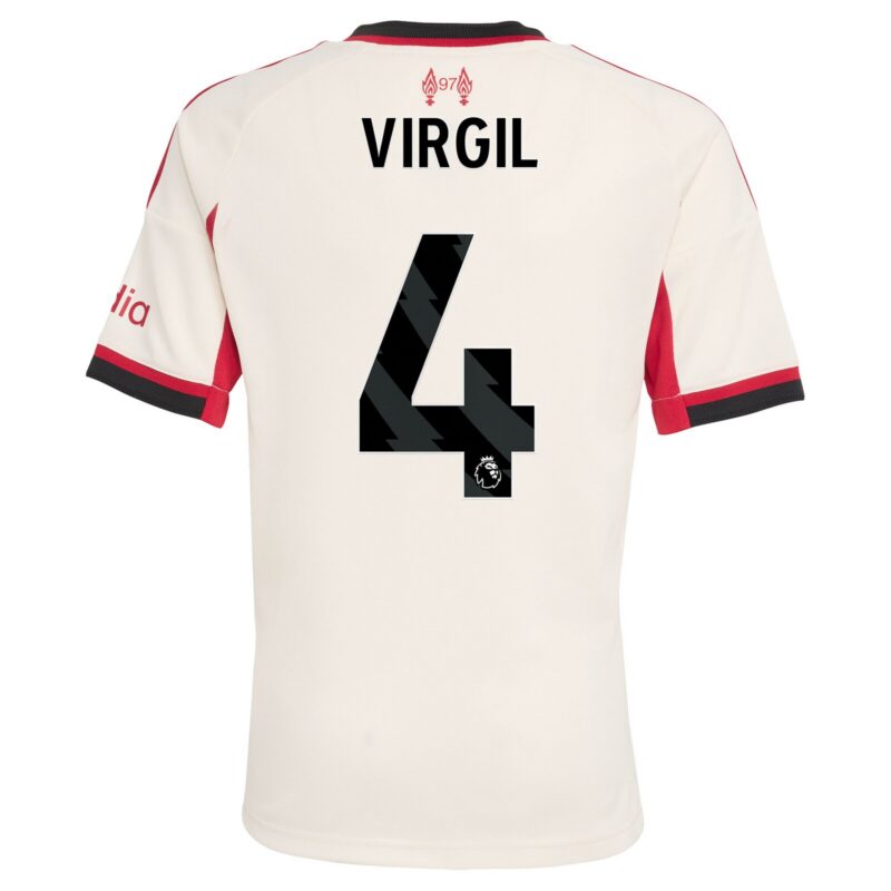 Liverpool adidas Away Shirt 2025-26 - Kids with Virgil 4 printing
