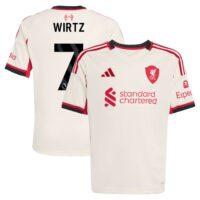 Liverpool adidas Away Shirt 2025-26 - Kids with Wirtz 7 printing