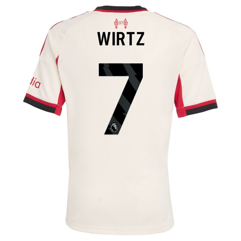 Liverpool adidas Away Shirt 2025-26 - Kids with Wirtz 7 printing