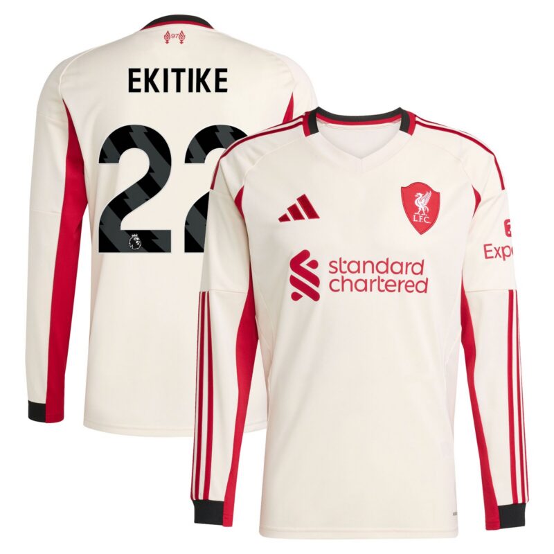 Liverpool adidas Away Shirt 2025-26 - Long Sleeve with Ekitike 22 printing