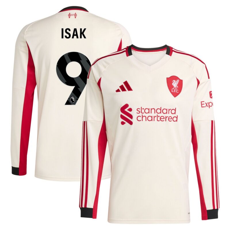 Liverpool adidas Away Shirt 2025-26 - Long Sleeve with Isak 9 printing