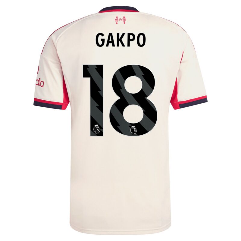 Liverpool adidas Away Shirt 2025-26 with Gakpo 18 printing
