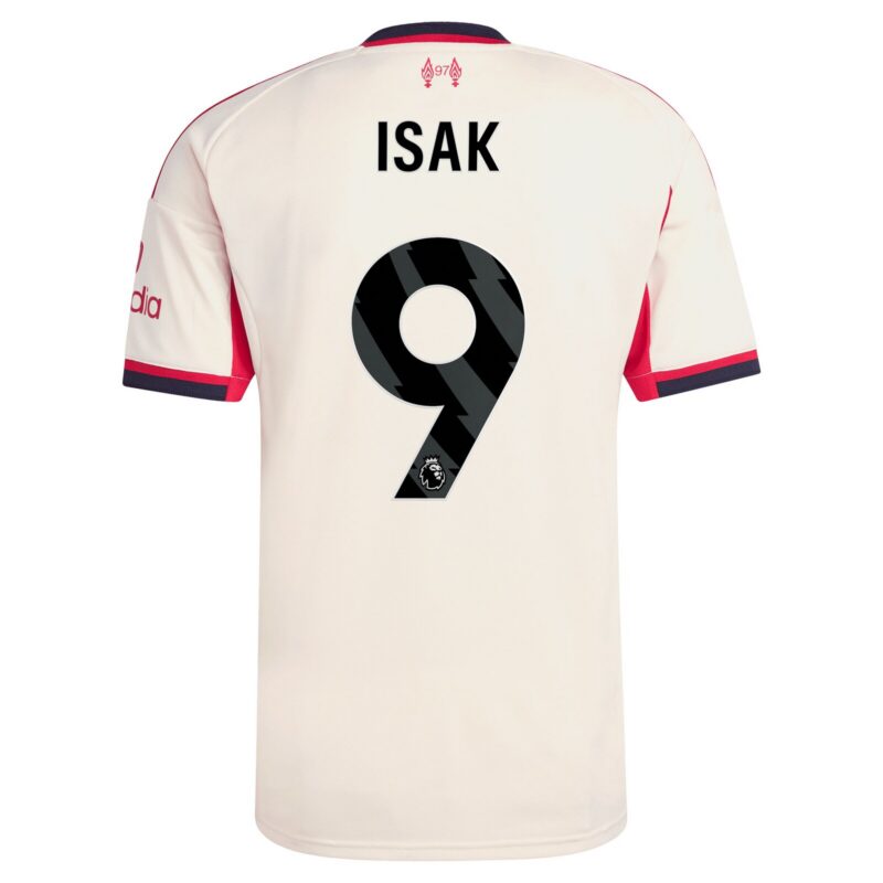 Liverpool adidas Away Shirt 2025-26 with Isak 9 printing