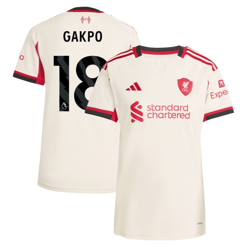 Liverpool adidas Away Shirt 2025-26 - Womens with Gakpo 18 printing