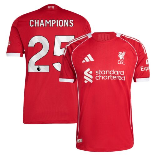 A2B image: liverpool-adidas-home-authentic-shirt-2025-26-with-champions-25-printing Liverpool adidas Home Authentic Shirt 2025-26 with Champions 25 printing