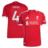 Liverpool adidas Home Authentic Shirt 2025-26 with Virgil 4 printing
