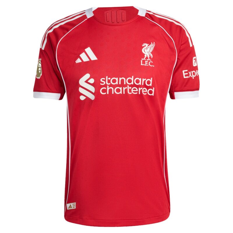 Liverpool adidas Home Authentic Shirt 2025-26 with Virgil 4 printing