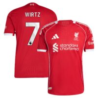 Liverpool adidas Home Authentic Shirt 2025-26 with Wirtz 7 printing