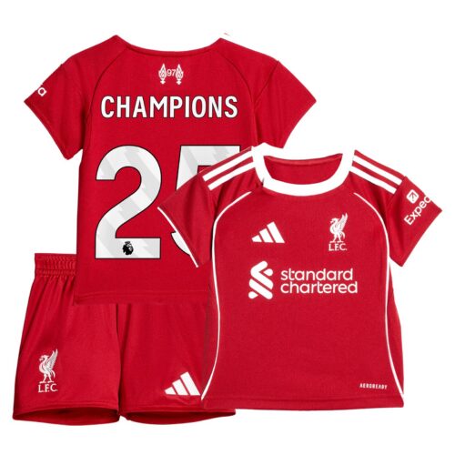 Liverpool adidas Home Babykit 2025-26 with Champions 25 printing