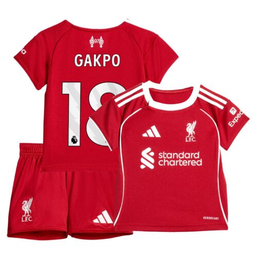 Liverpool adidas Home Babykit 2025-26 with Gakpo 18 printing