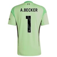 Liverpool adidas Home Goalkeeper Shirt 2025-26 - Kids with A.Becker 1 printing