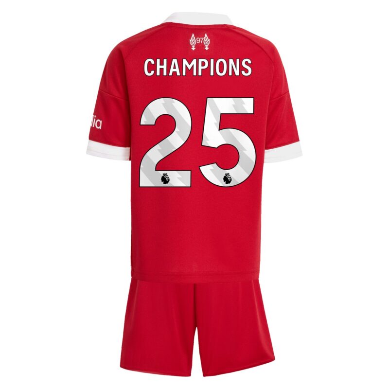 Liverpool adidas Home Minikit 2025-26 with Champions 25 printing