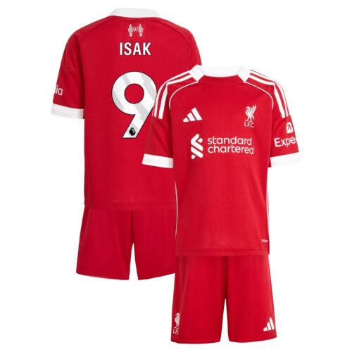 Liverpool adidas Home Minikit 2025-26 with Isak 9 printing