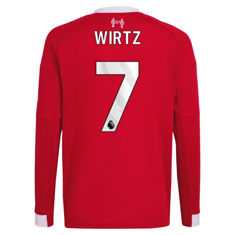 Liverpool adidas Home Shirt 2025-26 - Kids - Long sleeve with Wirtz 7 printing