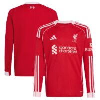 Liverpool adidas Home Shirt 2025-26 - Kids - Long Sleeve
