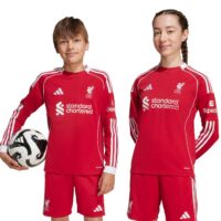 Liverpool adidas Home Shirt 2025-26 - Kids - Long Sleeve