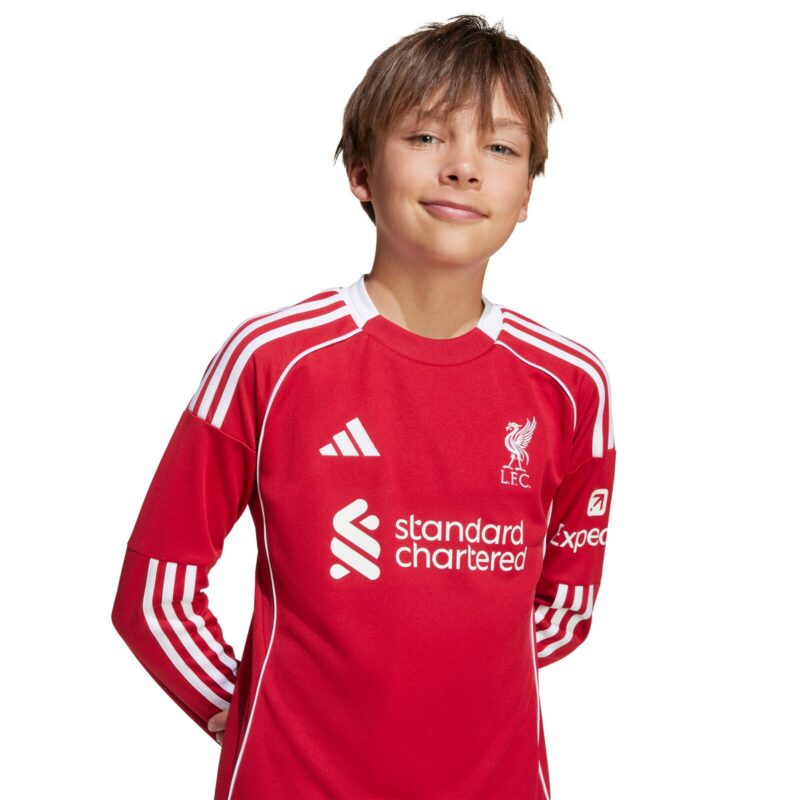 Liverpool adidas Home Shirt 2025-26 - Kids - Long Sleeve