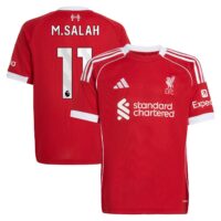 Liverpool adidas Home Shirt 2025-26 - Kids with M.Salah 11 printing