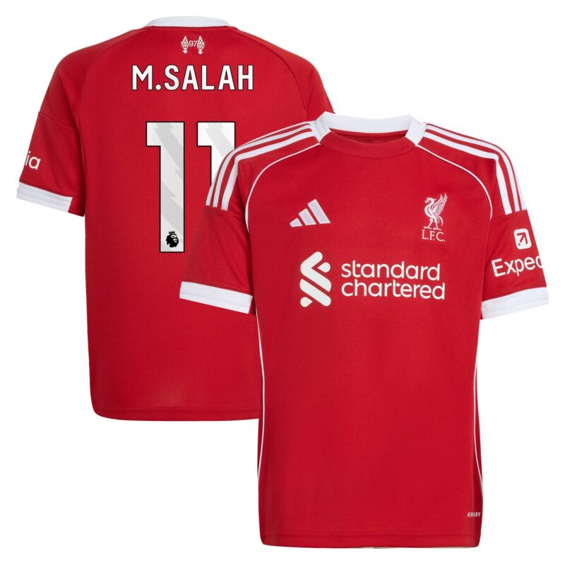 Liverpool adidas Home Shirt 2025-26 - Kids with M.Salah 11 printing