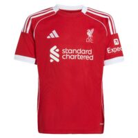Liverpool adidas Home Shirt 2025-26 - Kids with Wirtz 7 printing