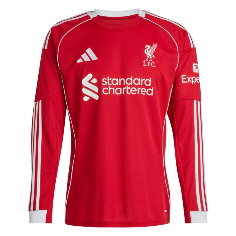 Liverpool adidas Home Shirt 2025-26 - Long sleeve with Champions 25 printing