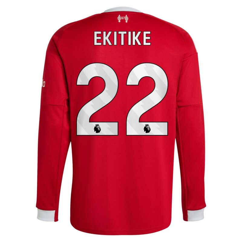 Liverpool adidas Home Replica Shirt 2025-26 - Long sleeve with Ekitike 22 printing