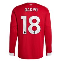 Liverpool adidas Home Shirt 2025-26 - Long sleeve with Gakpo 18 printing