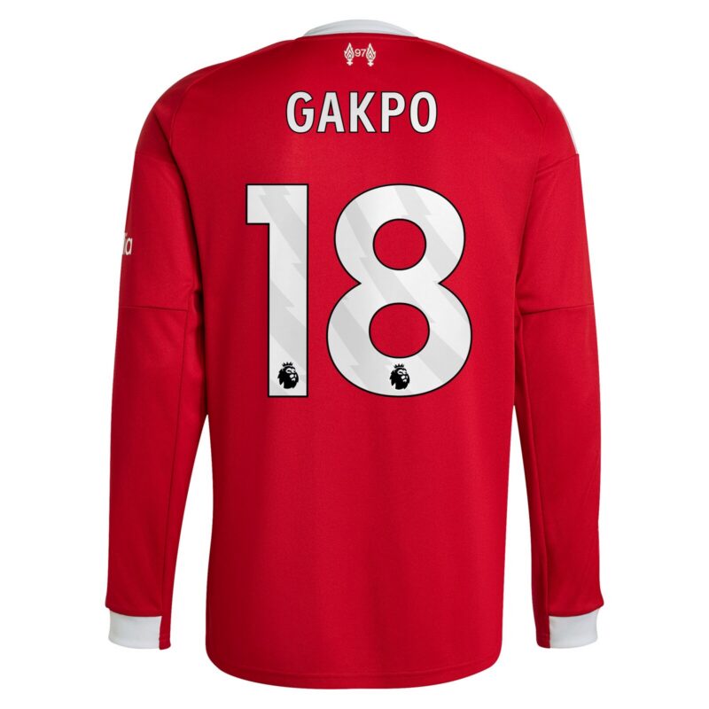 Liverpool adidas Home Shirt 2025-26 - Long sleeve with Gakpo 18 printing