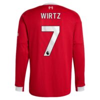 Liverpool adidas Home Replica Shirt 2025-26 - Long sleeve with Wirtz 7 printing