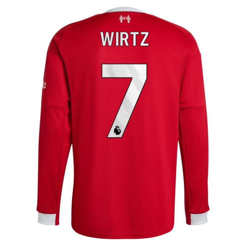 Liverpool adidas Home Replica Shirt 2025-26 - Long sleeve with Wirtz 7 printing