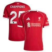 Liverpool adidas Home Shirt 2025-26 with Champions 25 printing