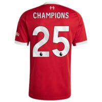Liverpool adidas Home Shirt 2025-26 with Champions 25 printing