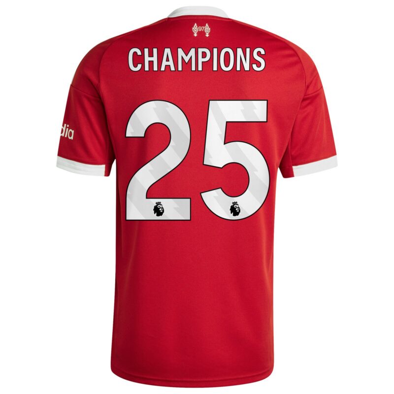 Liverpool adidas Home Shirt 2025-26 with Champions 25 printing