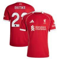 Liverpool adidas Home Shirt 2025-26 with Ekitike 22 printing
