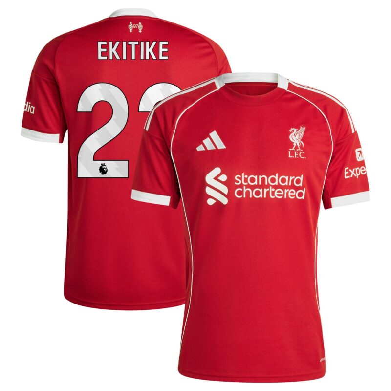 Liverpool adidas Home Shirt 2025-26 with Ekitike 22 printing