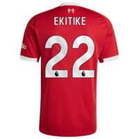 Liverpool adidas Home Shirt 2025-26 with Ekitike 22 printing