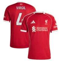 Liverpool adidas Home Shirt 2025-26 with Virgil 4 printing
