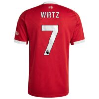 Liverpool adidas Home Shirt 2025-26 with Wirtz 7 printing
