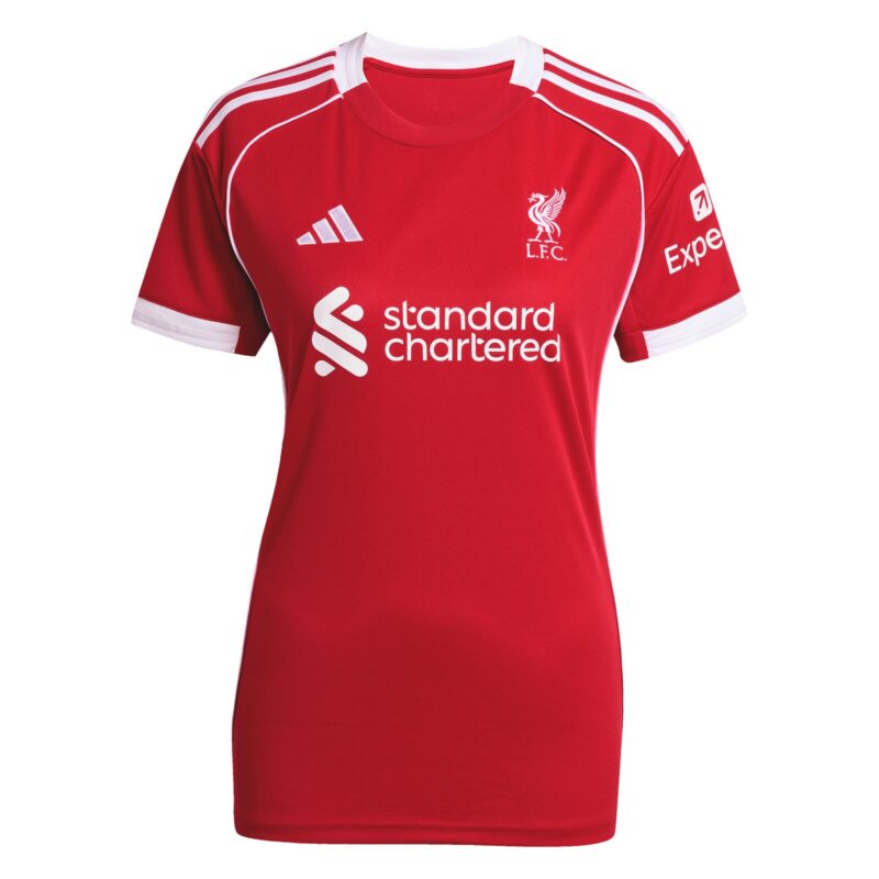 Liverpool adidas Home Shirt 2025-26 - Womens with Champions 25 printing