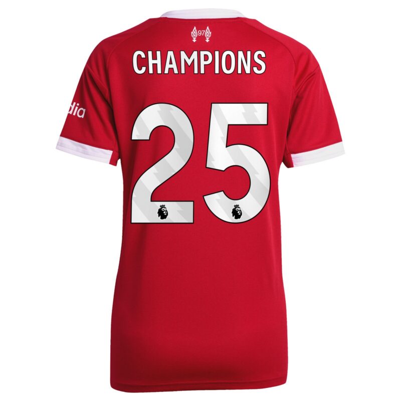 Liverpool adidas Home Shirt 2025-26 - Womens with Champions 25 printing