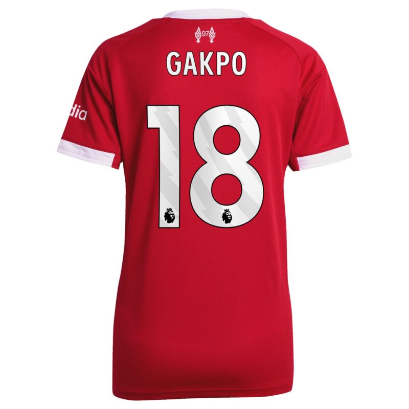 Liverpool adidas Home Shirt 2025-26 - Womens with Gakpo 18 printing
