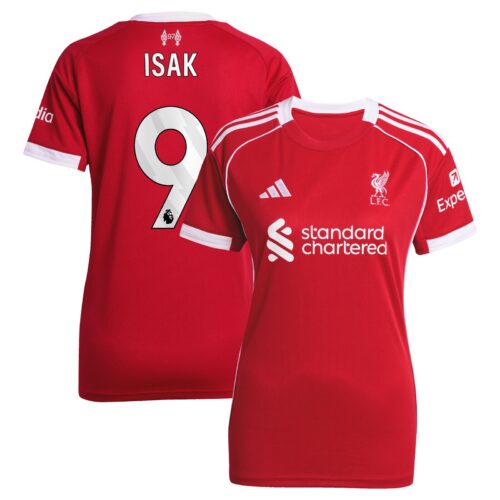 Liverpool adidas Home Shirt 2025-26 - Womens with Isak 9 printing