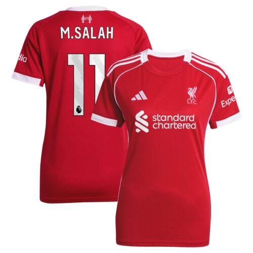 Liverpool adidas Home Shirt 2025-26 - Womens with M.Salah 11 printing