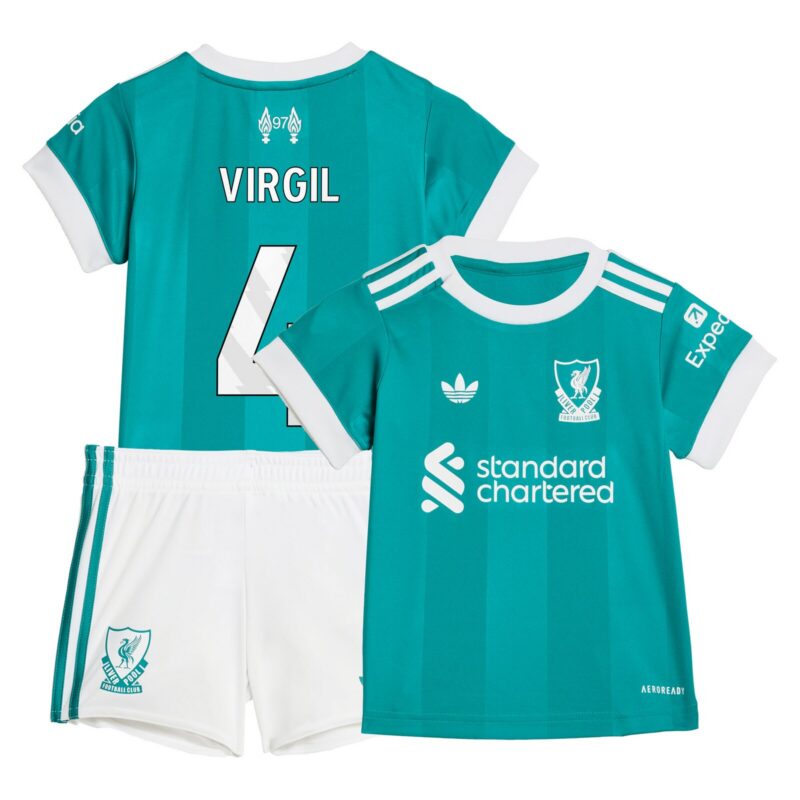 Liverpool adidas Third Babykit 2025-26 with Virgil 4 printing