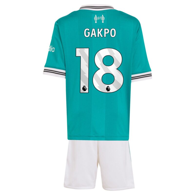 Liverpool adidas Third Minikit 2025-26 with Gakpo 18 printing