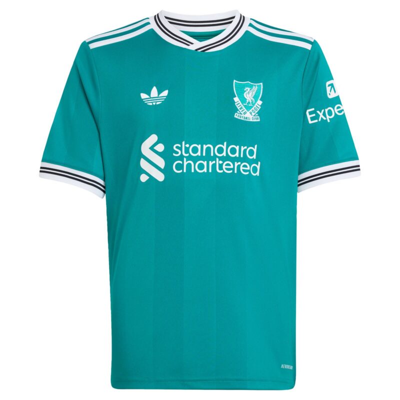 Liverpool adidas Third Shirt 2025-26 - Kids with Ekitike 22 printing