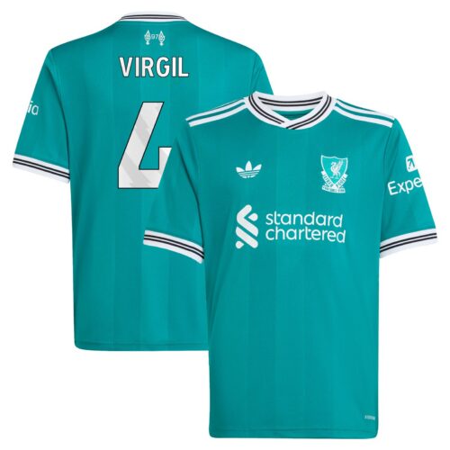 Liverpool adidas Third Shirt 2025-26 - Kids with Virgil 4 printing
