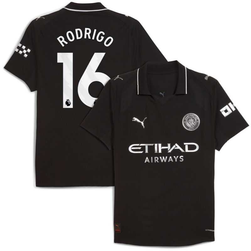 Manchester City PUMA Authentic Away Shirt 2025-26 with Rodrigo 16 printing