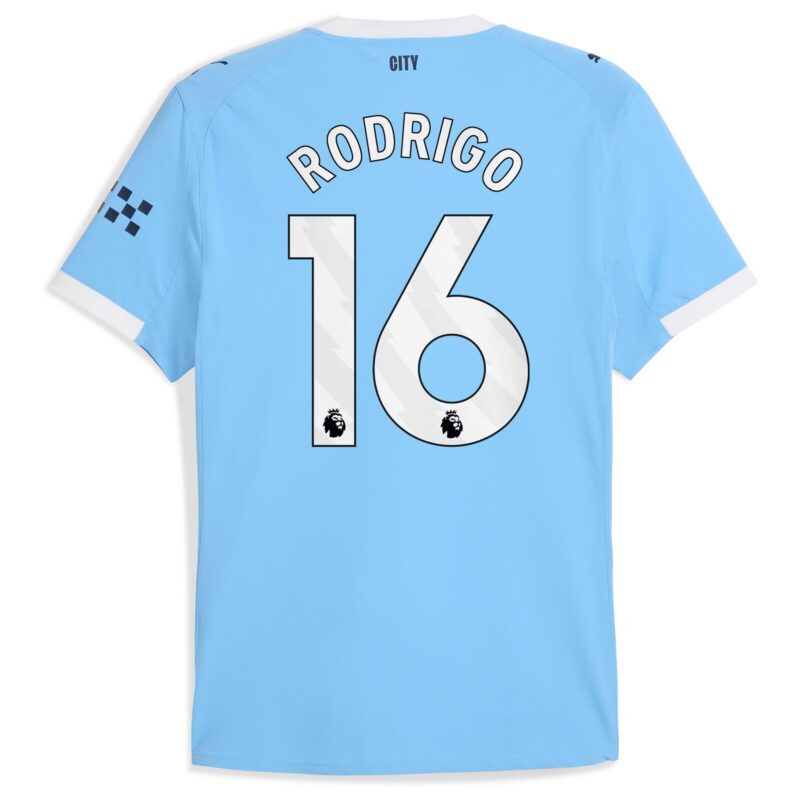 Manchester City PUMA Authentic Home Shirt 2025-26 with Rodrigo 16 printing