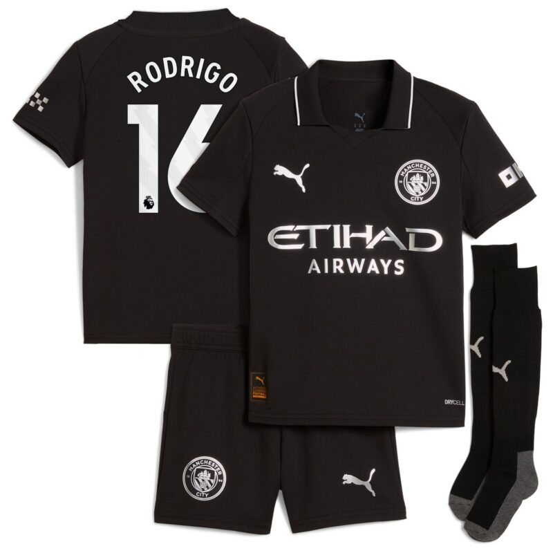 Manchester City PUMA Away Minikit 2025-26 with Rodrigo 16 printing